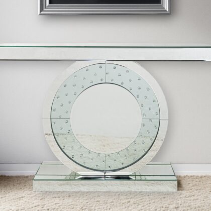 47" Silver Mirrored Glass Pedestal Console Table