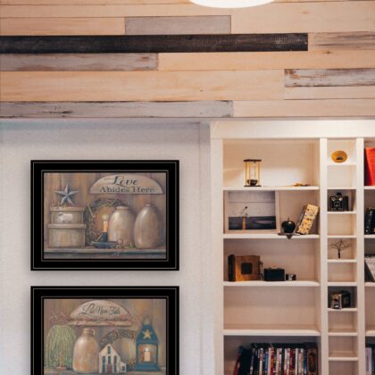 Set Of Two Americana Country Love Sentiment Black Framed Print Wall Art