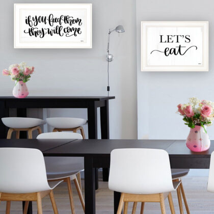 Set Of Two Lets Eat Or Feed Them 1 White Framed Print Wall Art