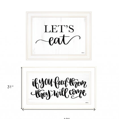 Set Of Two Lets Eat Or Feed Them 1 White Framed Print Wall Art