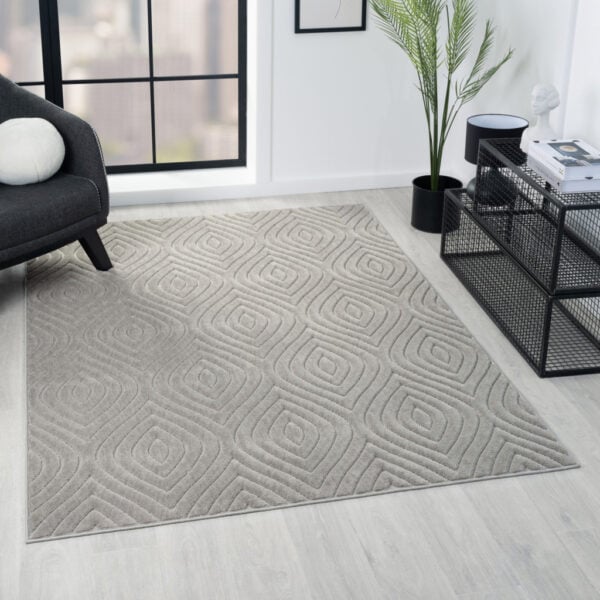 5' x 7' Gray Trellis Area Rug