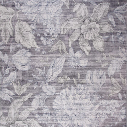 4' x 6' Gray and Beige Floral Area Rug
