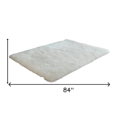 5' x 7' White Shag Hand Tufted Area Rug