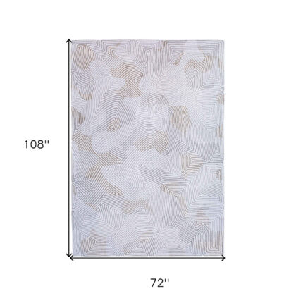 7' x 9' White Abstract Non Skid Area Rug