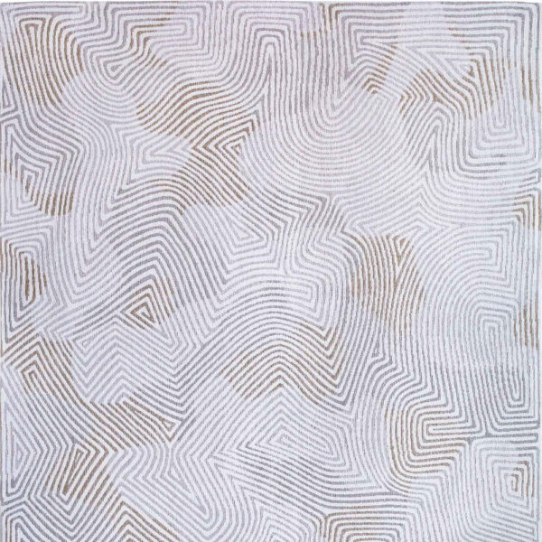 7' x 9' White Abstract Non Skid Area Rug