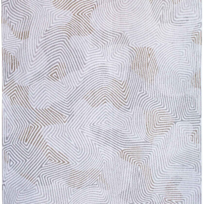 7' x 9' White Abstract Non Skid Area Rug