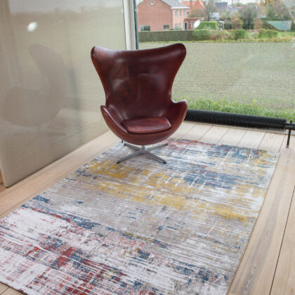 8' x 11' White Abstract Non Skid Area Rug