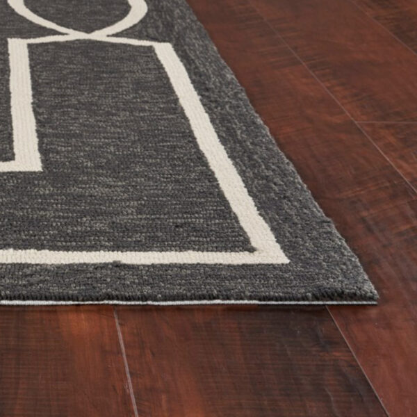 7' Black And White Square Geometric Indoor Outdoor Area Rug