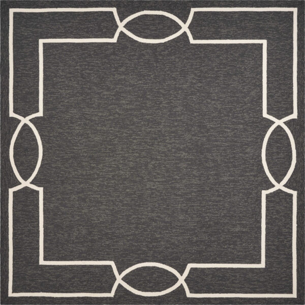 7' Black And White Square Geometric Indoor Outdoor Area Rug