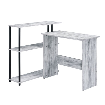 39" Antiqued White L Shape Writing Desk