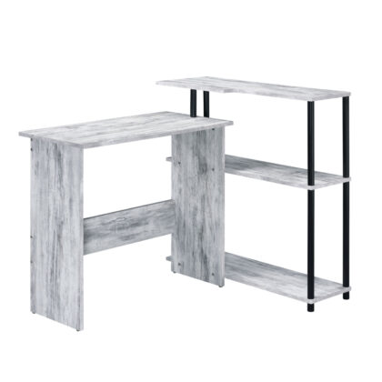 39" Antiqued White L Shape Writing Desk