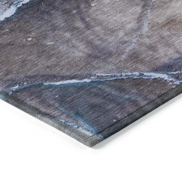 3' X 5' Navy Blue Abstract Washable Non Skid Indoor Outdoor Area Rug