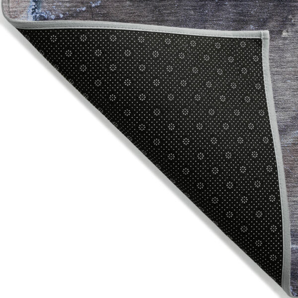 3' X 5' Navy Blue Abstract Washable Non Skid Indoor Outdoor Area Rug