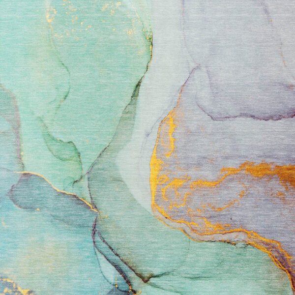 3' X 5' Teal Abstract Washable Non Skid Indoor Outdoor Area Rug