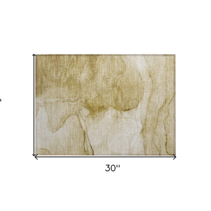2' X 3' Beige Abstract Washable Non Skid Indoor Outdoor Area Rug