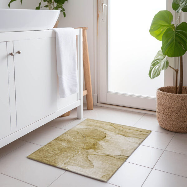 2' X 3' Beige Abstract Washable Non Skid Indoor Outdoor Area Rug