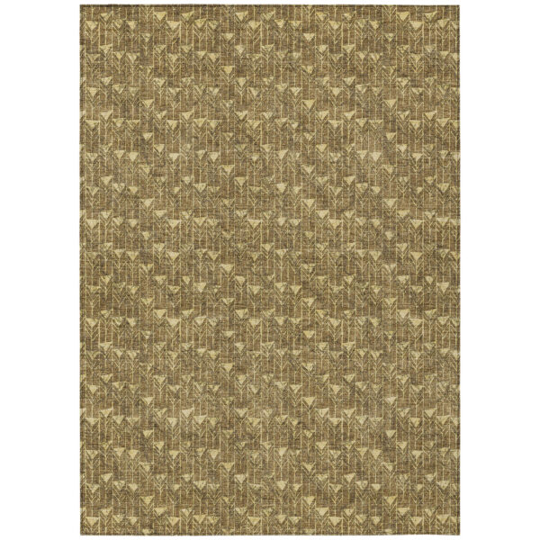3' X 5' Brown Geometric Washable Non Skid Indoor Outdoor Area Rug