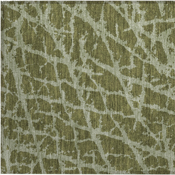 2' X 3' Green Abstract Washable Non Skid Indoor Outdoor Area Rug