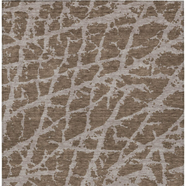 3' X 5' Brown Abstract Washable Non Skid Indoor Outdoor Area Rug