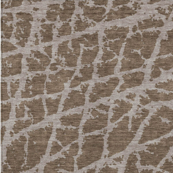 3' X 5' Brown Abstract Washable Non Skid Indoor Outdoor Area Rug