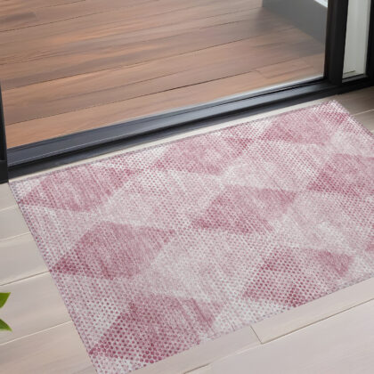 2' X 3' Merlot Geometric Washable Non Skid Indoor Outdoor Area Rug