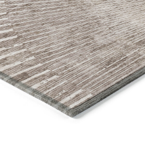 9' X 12' Taupe and Ivory Abstract Washable Non Skid Indoor Outdoor Area Rug