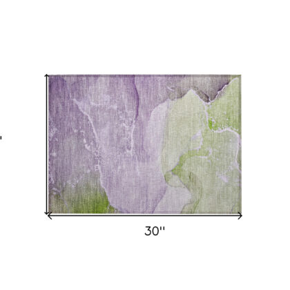 2' X 3' Purple Abstract Washable Non Skid Indoor Outdoor Area Rug