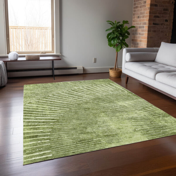 10' X 14' Sage Abstract Washable Non Skid Indoor Outdoor Area Rug