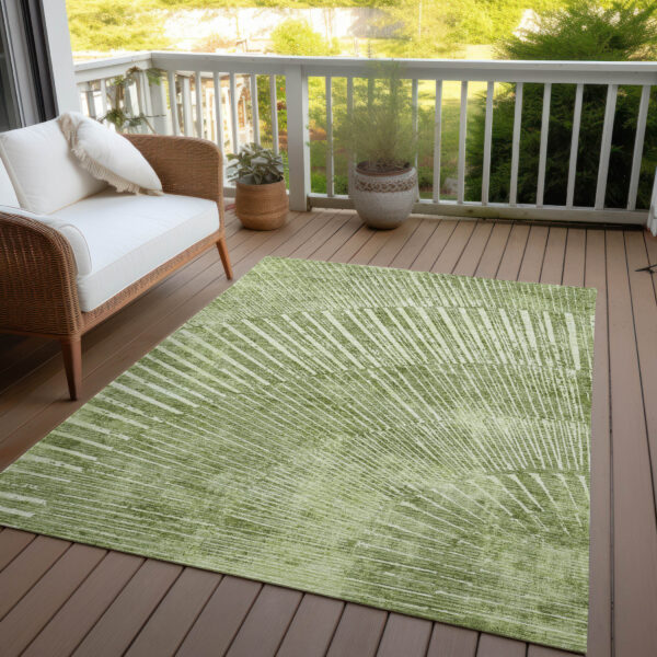 10' X 14' Sage Abstract Washable Non Skid Indoor Outdoor Area Rug