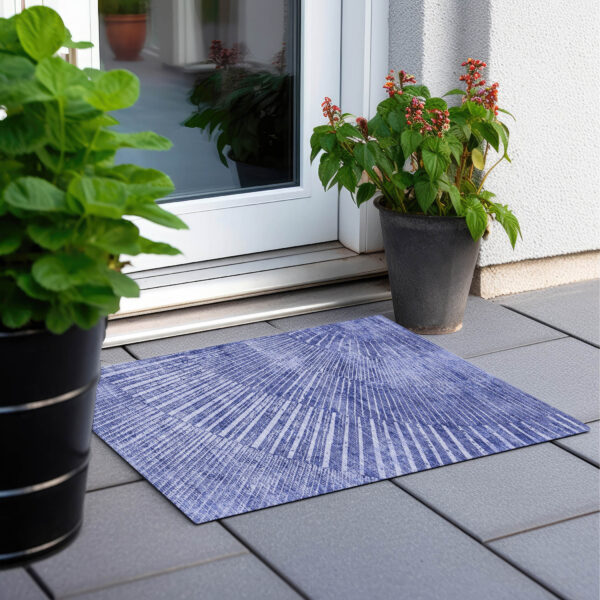 2' X 3' Navy Blue Abstract Washable Non Skid Indoor Outdoor Area Rug