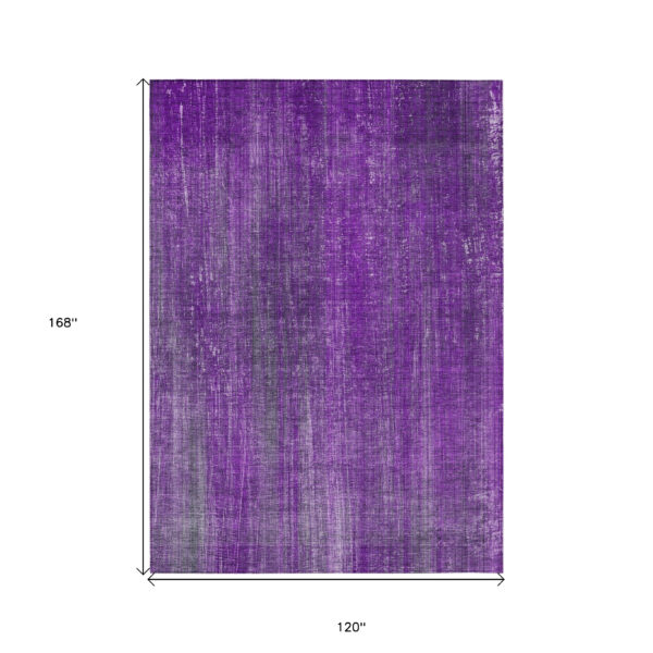10' X 14' Purple Striped Washable Non Skid Indoor Outdoor Area Rug