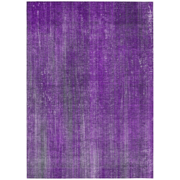 10' X 14' Purple Striped Washable Non Skid Indoor Outdoor Area Rug