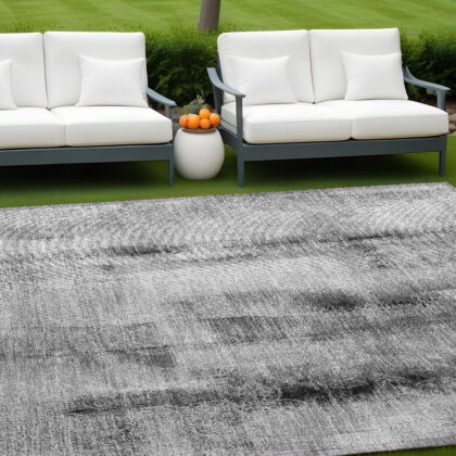 8' X 10' Gray Washable Non Skid Indoor Outdoor Area Rug