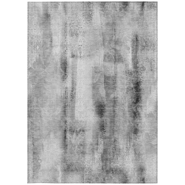 8' X 10' Gray Washable Non Skid Indoor Outdoor Area Rug