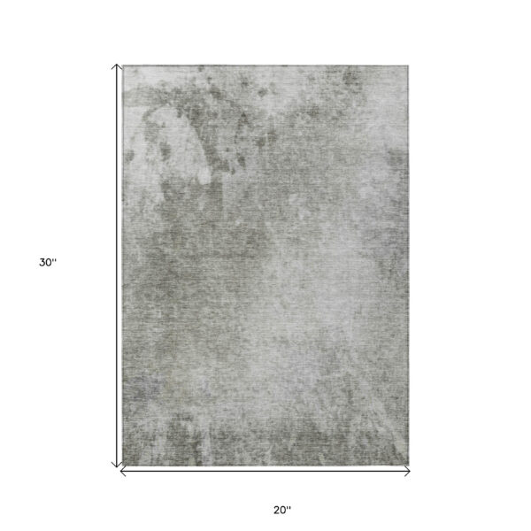 2' X 3' Gray and Off White Abstract Washable Non Skid Indoor Outdoor Area Rug