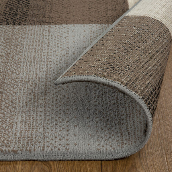 4' X 6' Grey-Brown Patchwork Power Loom Stain Resistant Area Rug