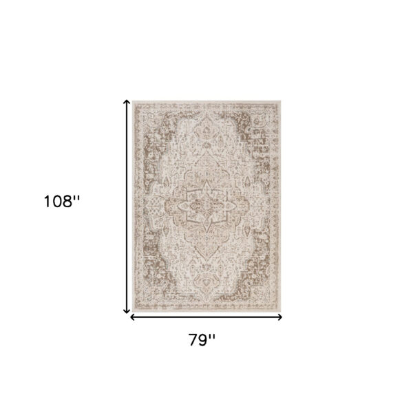 6' x 9' Cream Medallion Power Loom Area Rug
