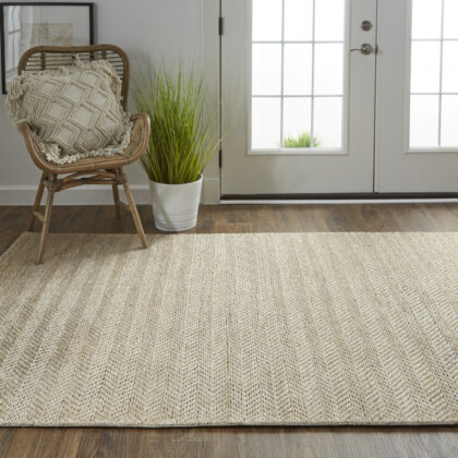 2' X 3' Tan And Gray Hand Woven Area Rug