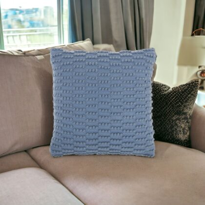 Ocean Blue Textured Broken Stripes Throw Pillow