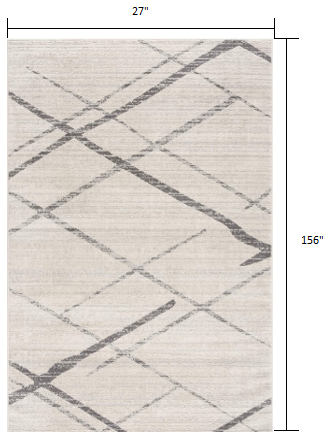 13' Runner Gray Geometric Dhurrie Runner Rug