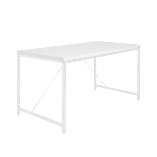 47" White Wood and Stainless Steel Writing Desk