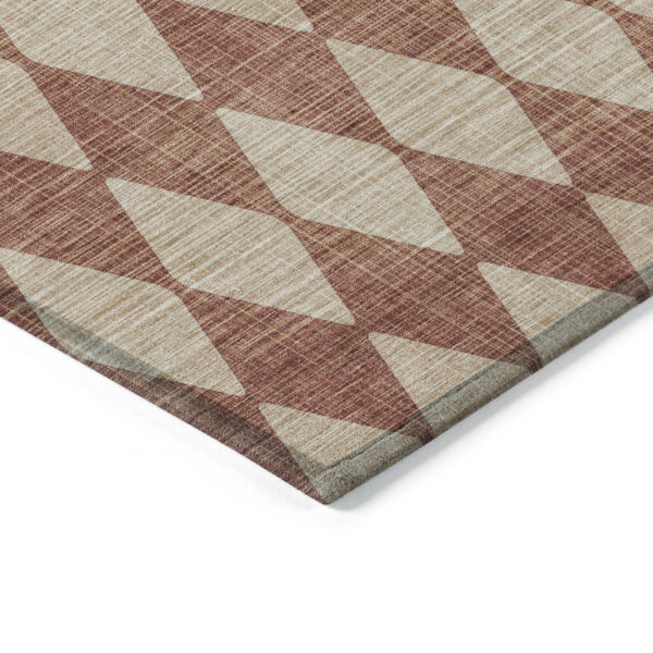 3' X 5' Orange And Copper Geometric Washable Indoor Outdoor Area Rug