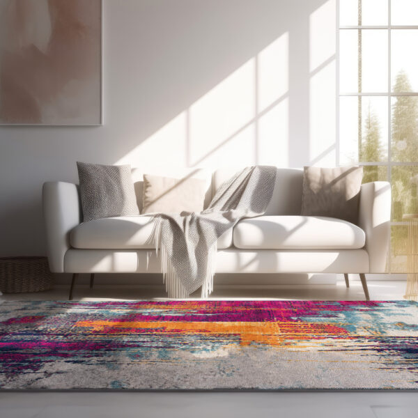 6' X 9' Magenta Abstract Dhurrie Area Rug