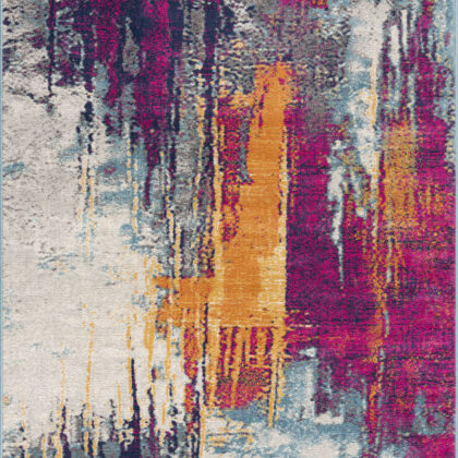 6' X 9' Magenta Abstract Dhurrie Area Rug