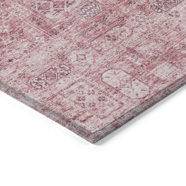 9' X 12' Pink Blush And Charcoal Floral Washable Indoor Outdoor Area Rug