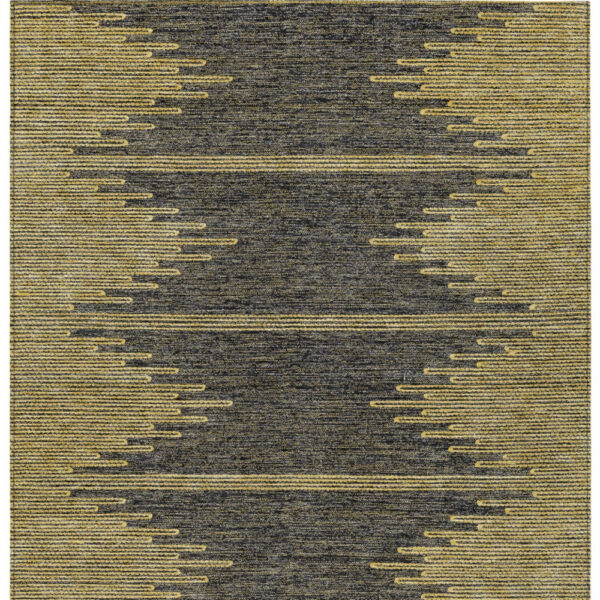 5' X 8' Dark Gray And Gold Abstract Washable Indoor Outdoor Area Rug
