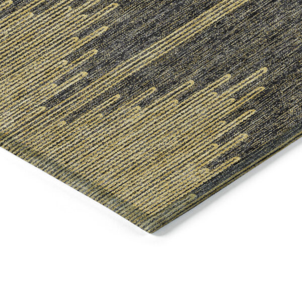 5' X 8' Dark Gray And Gold Abstract Washable Indoor Outdoor Area Rug