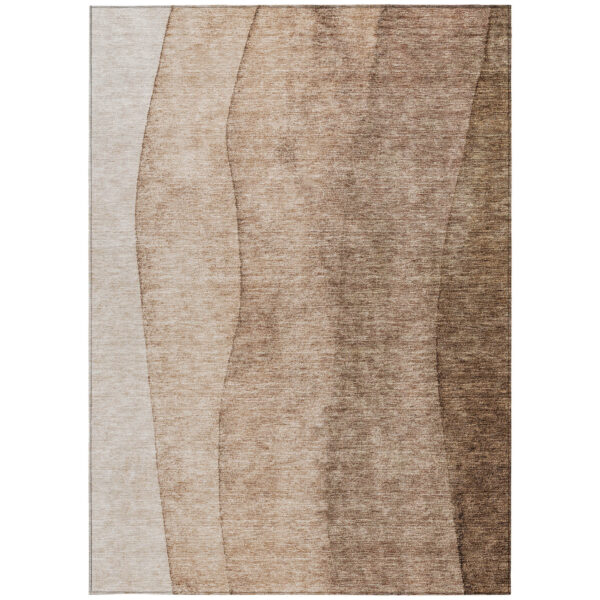 3' X 5' Brown And Beige Ombre Washable Indoor Outdoor Area Rug