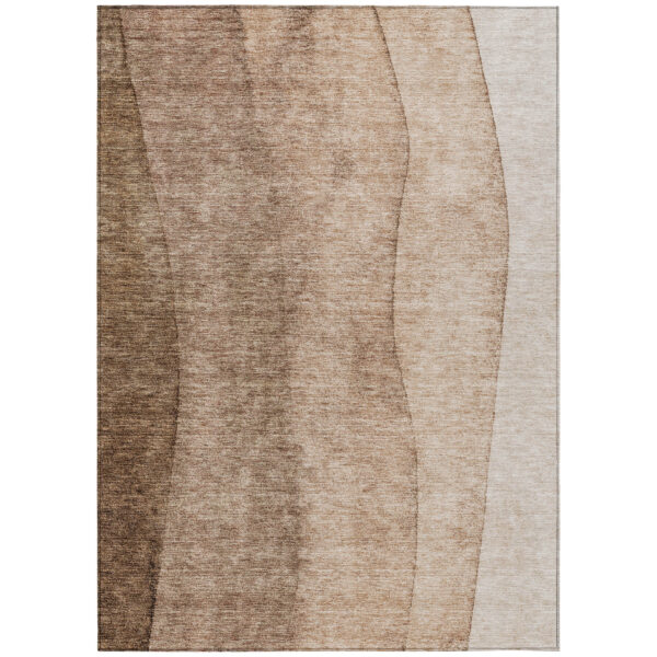 3' X 5' Brown And Beige Ombre Washable Indoor Outdoor Area Rug