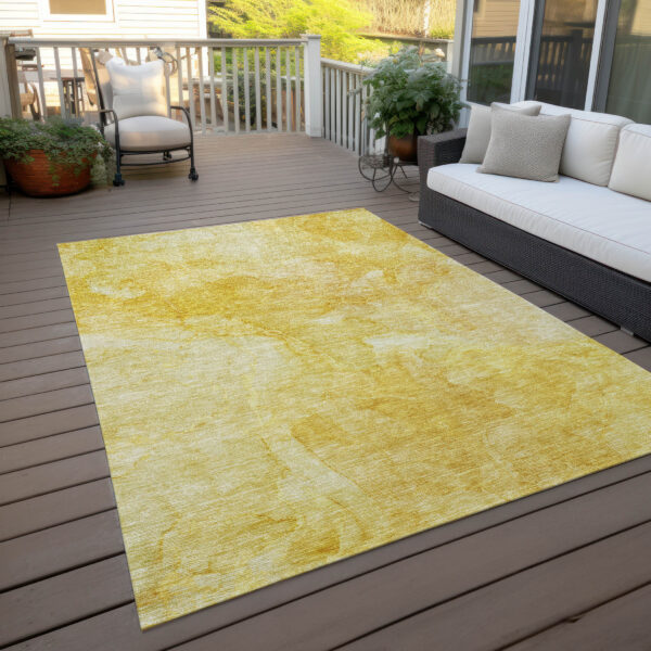 9' X 12' Gold And Yellow Nautical Washable Indoor Outdoor Area Rug